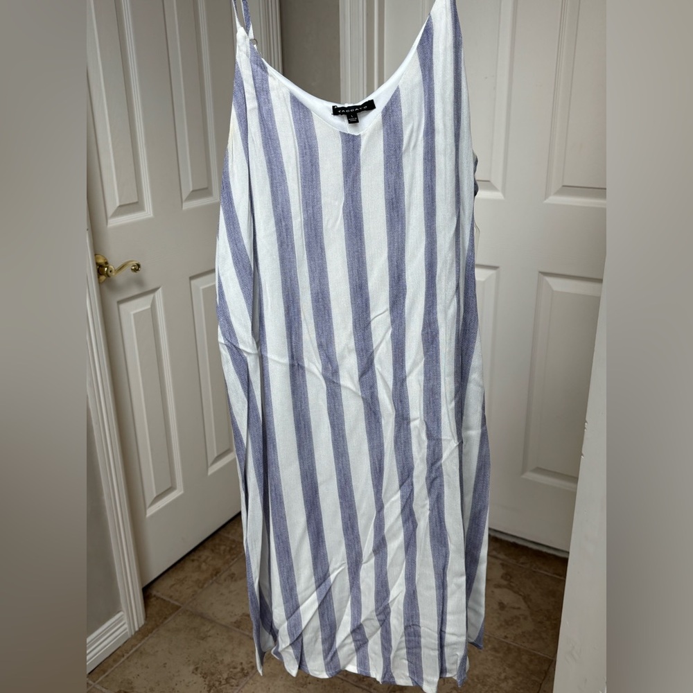 Staccato Blue and White Striped Midi Dress